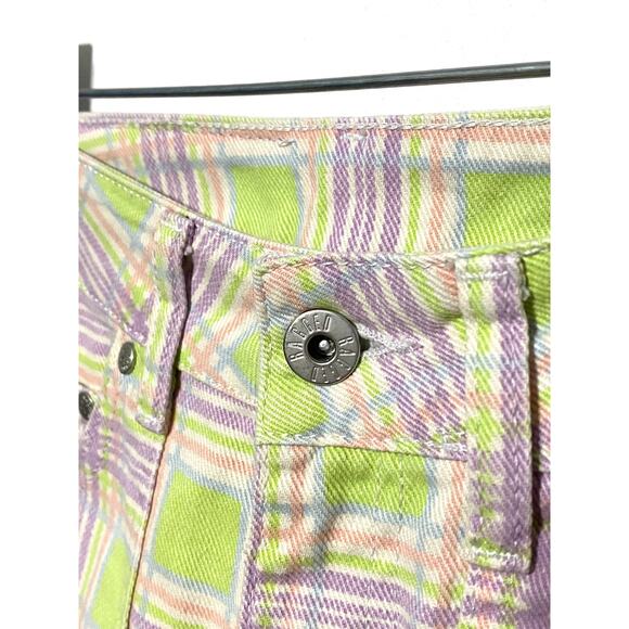The Ragged Priest Plaid Cargo Utility Jeans Pastel Purple Green Womens 24 Cotton - Picture 5 of 10